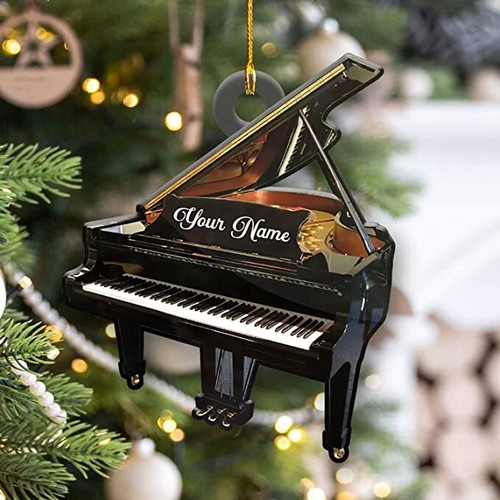 Personalized Musical Instruments Ornament, Piano Ornament Custom Wood