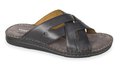 VALLEVERDE 17950 SLIPPERS SLIPPERS SHOES SLIP ON MEN LEATHER CROSS BAND BLACK
