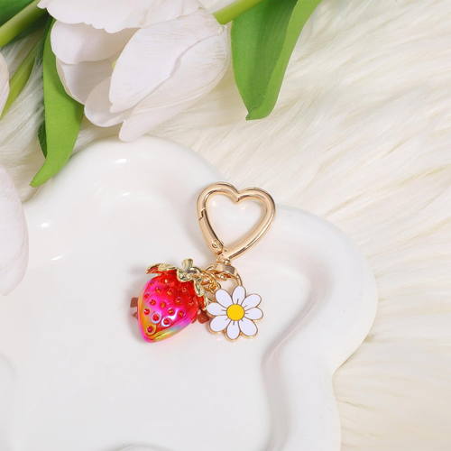 Strawberry Keychain for Women Cute Strawberry Bag Charm Accessories Key Chain St - Picture 6 of 12