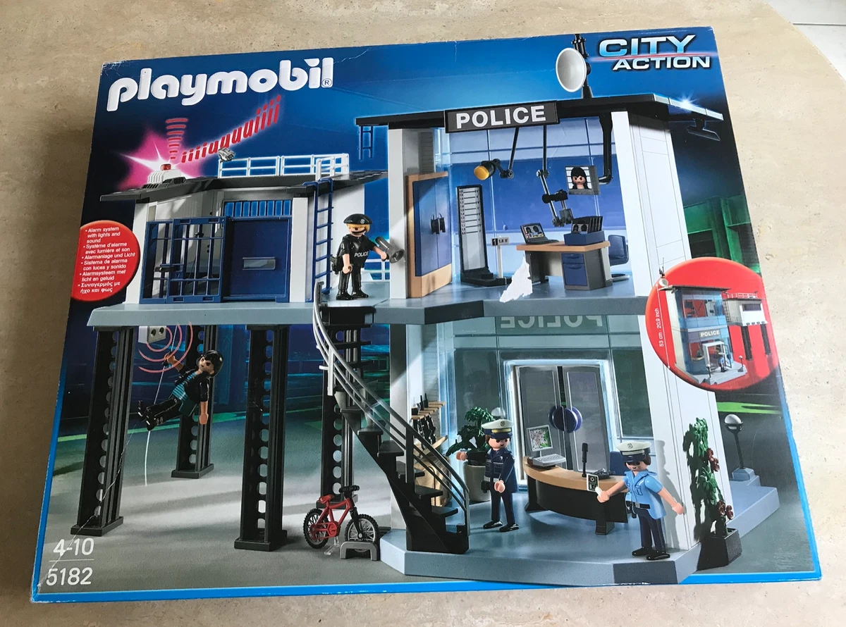 JEU PLAYMOBIL - COMMISSARIAT DE POLICE AVEC SYSTEME D'ALARME - 5182 -  RARE