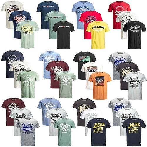 Jack & Jones 3er Pack Herren T-Shirt Slim Fit Logo Print Shirts Set Rundhals - Bild 1 von 13
