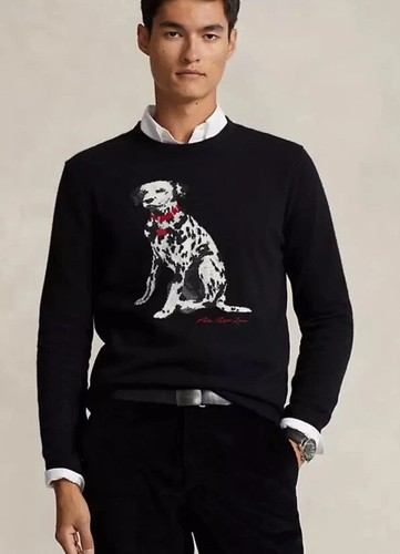 Polo Ralph Lauren 100% Cashmere Dalmatian Dog Intarsia Sweater - XXL NWT - 第 1/4 張圖片