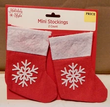 Christmas Mini Stockings 2ea You Choose Type 3” x 5 1/2” By Holiday Style 272M