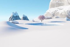 Landscape art cgi minimalism nature snow ice trees lake Custom Gaming Mat Desk