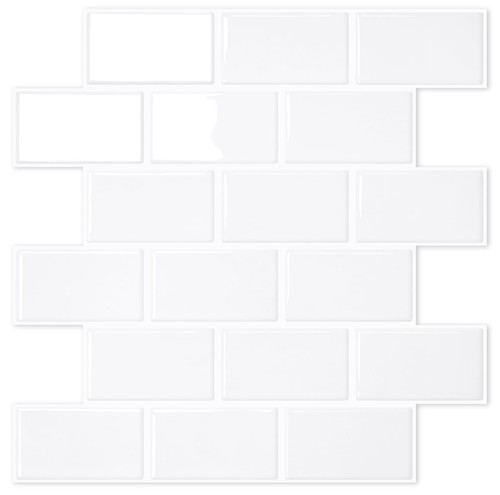 STICKGOO 10-Sheet White Subway Tiles Peel and Stick Backsplash Stick on Tiles...
