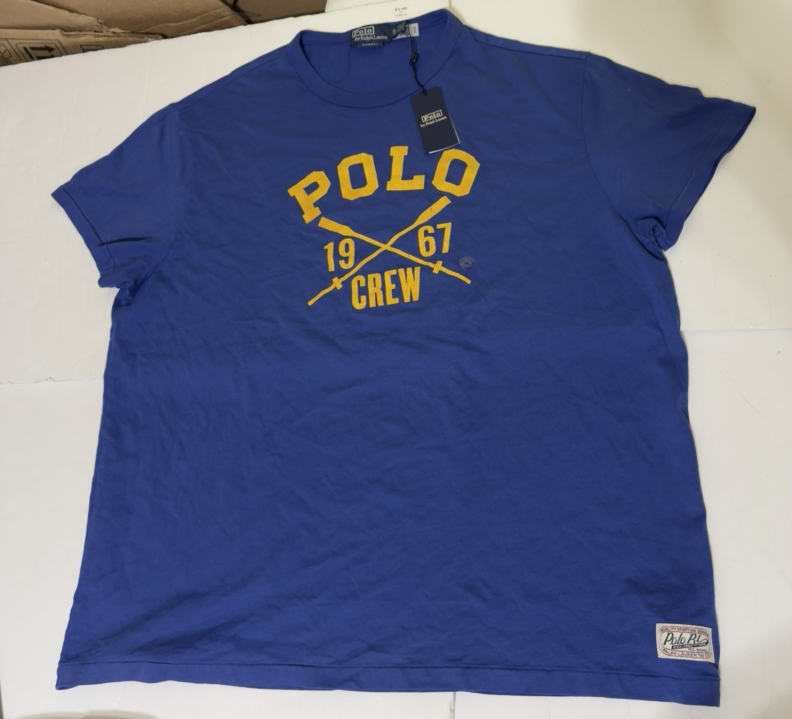 FILA Polo Ralph Lauren canottaggio girocollo maglia maglietta uomo XXL vestibilità classica blu grafica