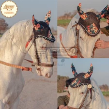 Horse Fly Bonnet Ear Net Veil Mask Hood Hand Made Cotton Crochet Full Size New