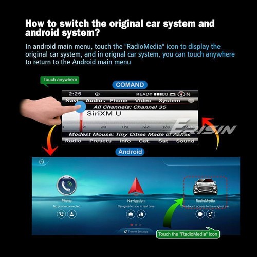 12,3" 128GO Android 14 CarPlay Autoradio Navi IPS BT Mercedes E-Classe W212 S212 - Afbeelding 16 van 24