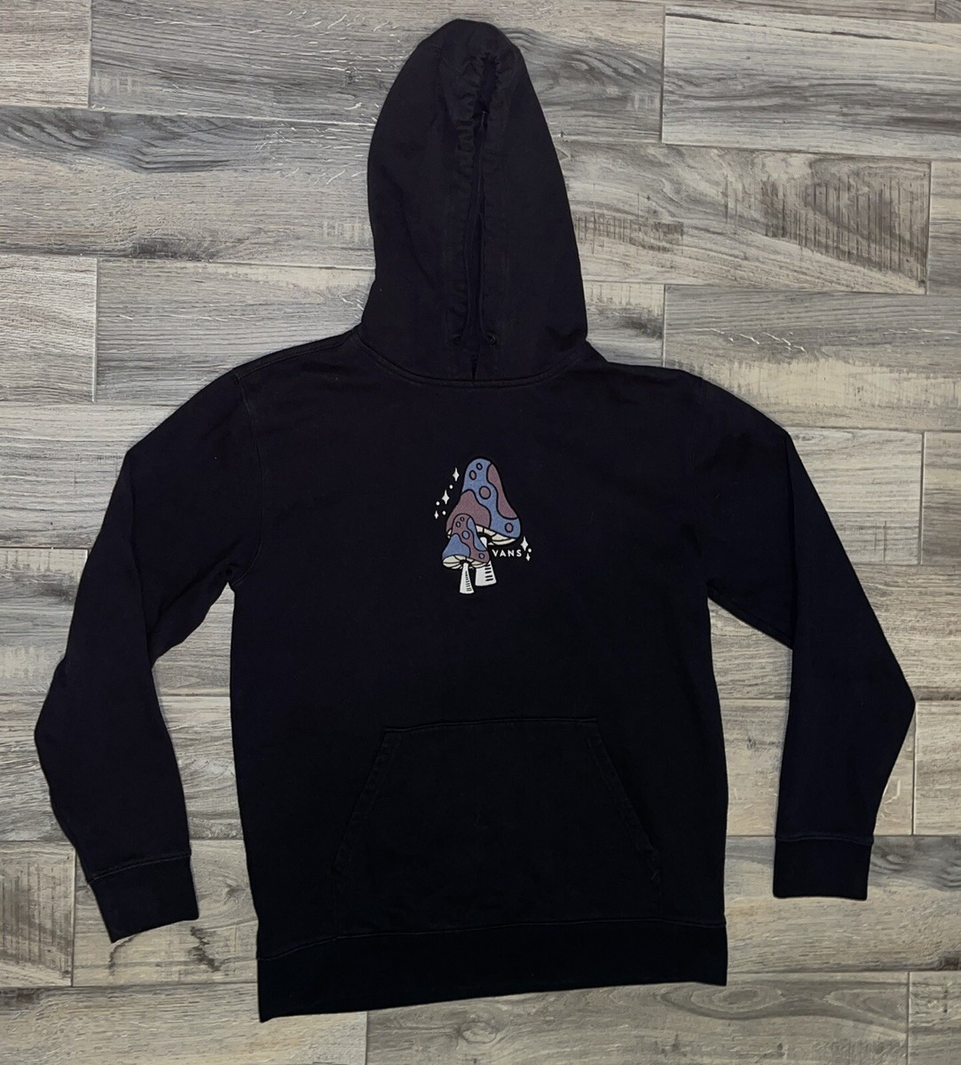 Vans Off The Wall Medium Black Embroidered Mushroom Pullover Hoodie  Sweatshirt | eBay