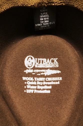 Outback Trading Co. Men’s Cowboy Hat 7 5/8 (XL) Broken Hill Collection Brown NIB - Picture 10 of 16