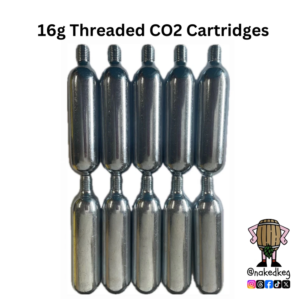 CO2 Gas Cartridge 16g Threaded Food Grade for Keg Charger Uflow Mini Regulator - Image 1 of 4