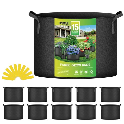 10/20-Pack 15 Gallon Thickened Grow Bags Nonwoven Fabric Pot for Garden Black - Picture 9 of 10