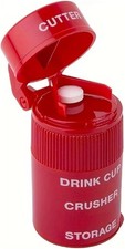 EZY DOSE 3 Compartment Pill Crusher, Cutter and Grinder, Daily Usage, Red