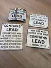 4 Vintage 1940s Gas Pump Porcelain Motor Fuel  Contains Lead Tetraethyl Plate