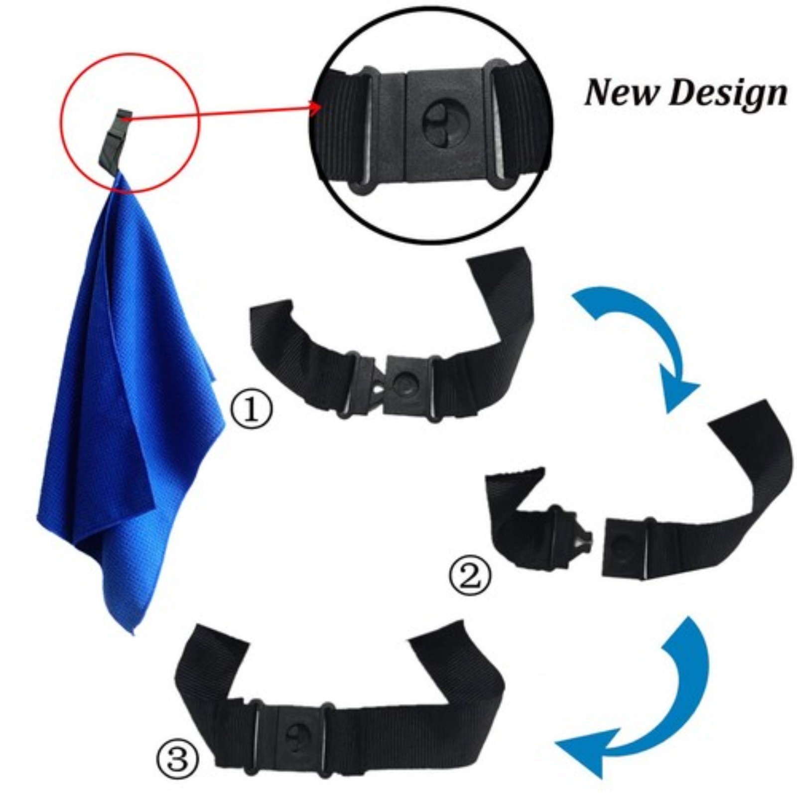 FINGER TEN Golf Towels for Men with Clip 14*42in Microfiber Waffle blue