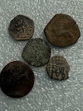 UNCLEANED LOT OF 5 Nice Cob Coins Real 1500’s To 1600's Spain Treasure Era #2-Y
