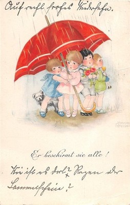769138) Nice Children Postcard ''He shields them all!'' run 1930