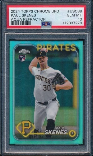 2024 Topps Chrome Update USC88 Paul Skenes RC Rookie Aqua Refractor /199 PSA 10
