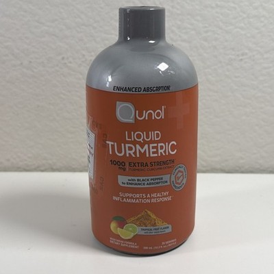 Qunol Liquid Turmeric Extra Strength 1000 mg Tropical Fruit 10.2oz Fresh Sealed