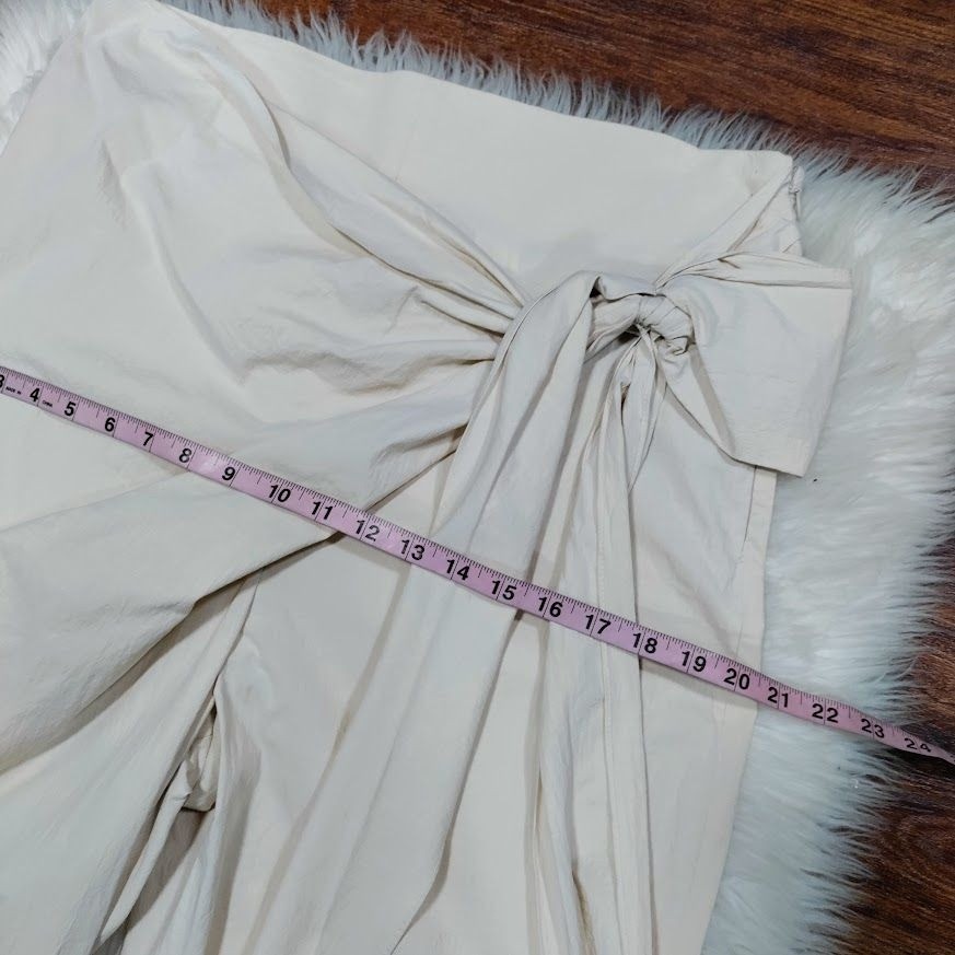 Zara Womens XL High Waisted Tapered Leg Capri Trousers Pants Cream Off White  thumbnail 14