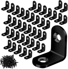 40PCS L Brace, Black Small L Brackets for Wood, Stainless Steel Corner Brace, Me