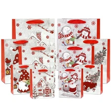 Christmas Gift Bags Assorted Sizes, Set of 10 with 2 Jumbo 17", 4 Large 13" a...