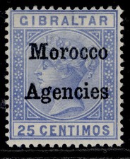 MOROCCO AGENCIES (GB) QV SG4, 25c ultramarine, M MINT. Cat £10.