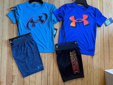 Under Armour boys size 5 matching sets short and T-shirt NWT