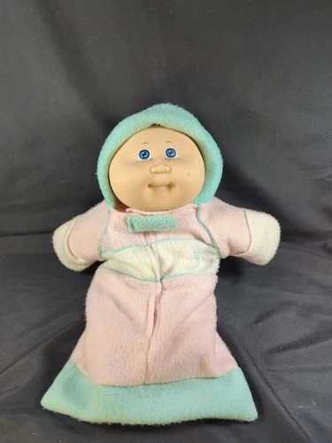 Cabbage Patch Kids  1985 Bean Body Bald Head W Blue Eyes W Sleeper Bag Outfit