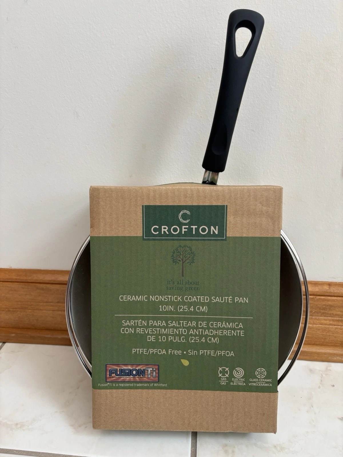Crofton 10" Ceramic Nonstick Coated Saute Pan Green New Factory Wrapped