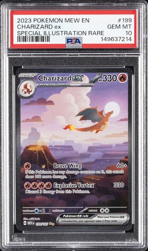 2023 POKEMON MEW EN-151 SPECIAL ILLUSTRATION RARE #199 CHARIZARD EX PSA 10