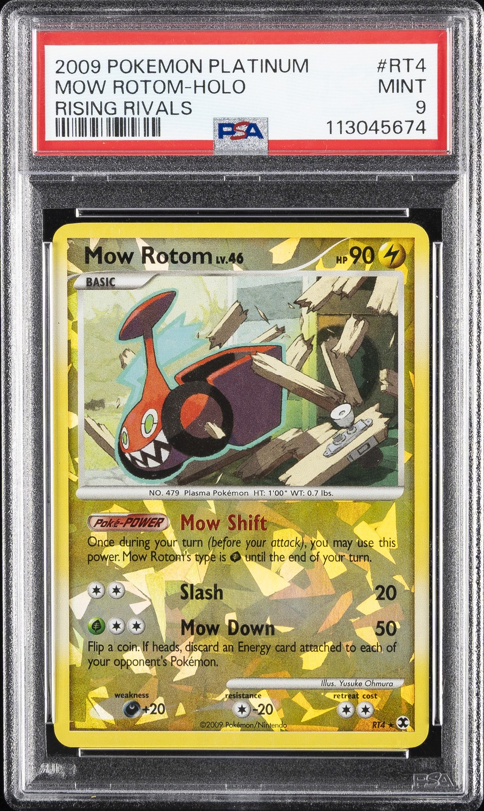 2009 POKEMON PLATINUM RISING RIVALS #RT4 MOW ROTOM-HOLO PSA 9