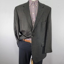 Croft  Barrow Men's Sport Coat Blazer Two Button Green Houndstooth Lambs Sz 46L