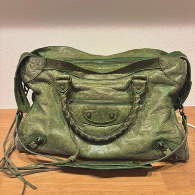 Balenciaga The City 115748 Moss Green leather 2way Shoulder