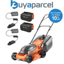 Flymo 36V EasiStore 340R Cordless Lawnmower Mower 34cm Twin 18v Bosch 2 x Batts