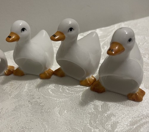 Picture of Vintage Ceramic White Duck Goose Napkin Rings Set of 6 Farmhouse Shabby ...
