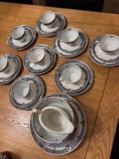 ​Vintage Royal Worcester Kenilworth Tea Set - Crown Ware England - Blue & Gold