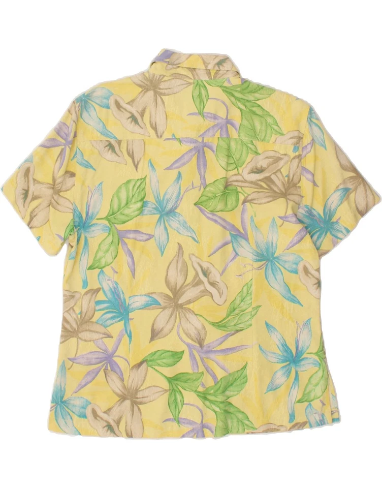 IZOD Womens Short Sleeve Shirt UK 16 Large Yellow Floral Silk BX95 — 第 2/3 张图片
