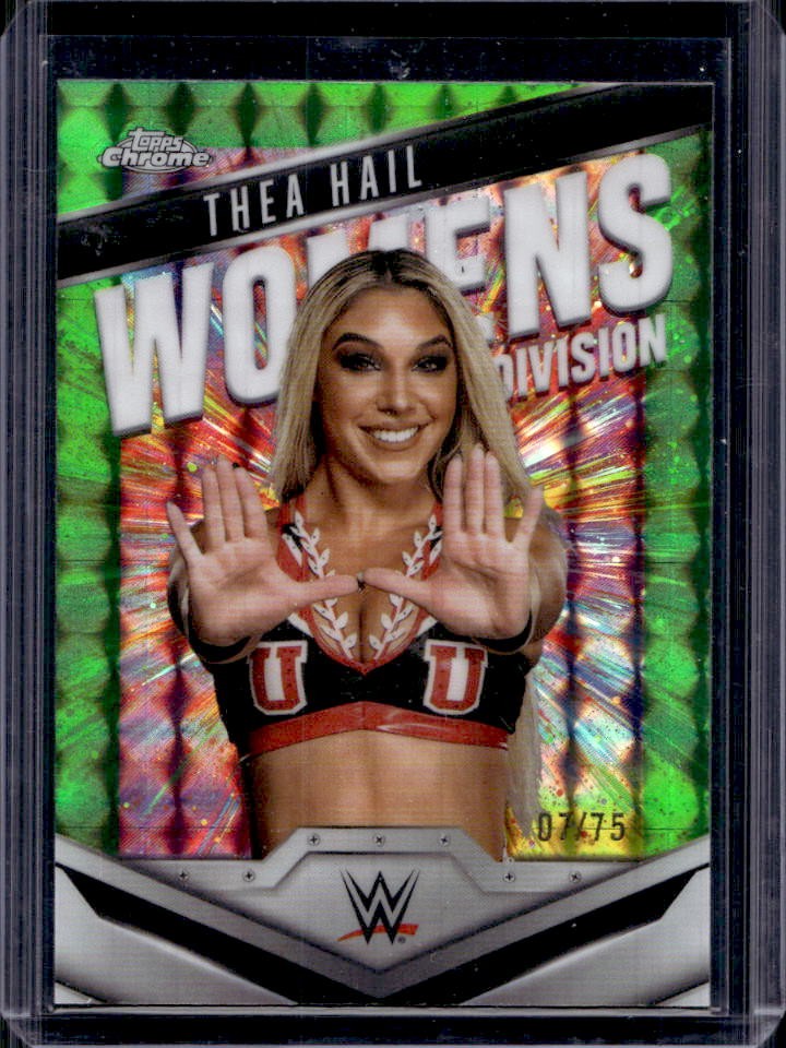 2025 Topps Chrome WWE Thea Hail Women's Neon Green Geometric Refractor #7/75