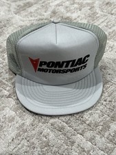 Vintage Pontiac Motorsports Gray Snapback Trucker Hat Made In USA Cap Mesh EUC 