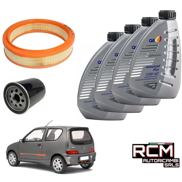 RCM Kit Filtri Tagliando 4LT Olio Motore Q8 10W40 FIAT Seicento