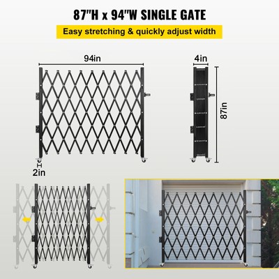 Single Folding Security Gate Folding Door Gate 7.1'H x 7.9'W