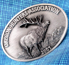 Oregon Hunters Association Bull Elk Belt Buckle Vtg 2001 LE Siskiyou   .MMR683