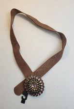 Mudd Western Starburst Jeweled Rhinestones Buckle Laser Cut Belt Womens Sz 40"