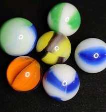 6x Marble King .71"  Under / Glass Vintage Marbles LOT Rainbow Patch Read 