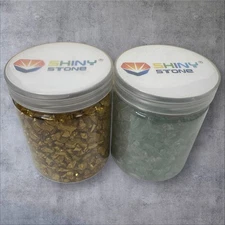 Lot of 2 SHINY STONE-Clear/Gold Crushed Crystal Chips Crushed Glass 10.4 ozs