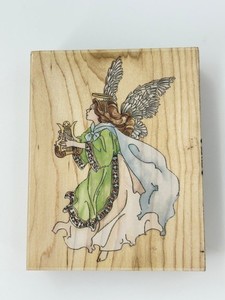 Stamps Happen Angel with Lyre 80063 Wood Mounted Rubber Stamp