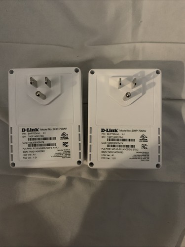 (2) D-Link Powerline Adapter AV2 Up to 2000Mbps DHP-700AV Ethernet - Picture 3 of 3