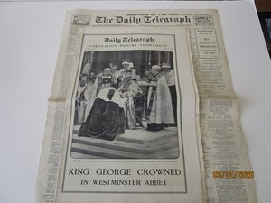 DAILY TELEGRAPH LONDON  CORONATION MAY 13TH  1937 NEWSPAPER  EPHEMERA 2 PCS