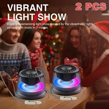 2PCS Portable Magneto Bluetooth Speaker: Outdoor/Desk Table, RGB Lights Included